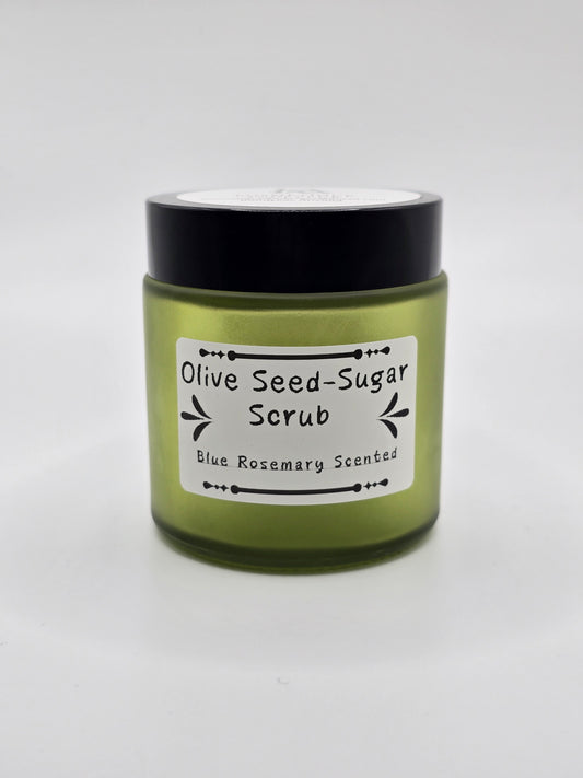 Olive Seed Sugar Scrub- Blue Rosemary Scented